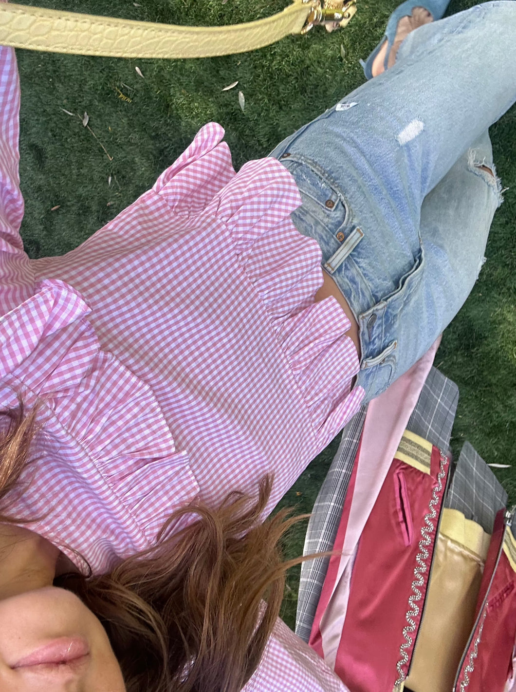 pink gingham crop